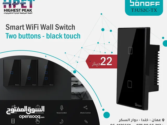 كبسات سمارت واي فاي سونوف Sonoff smart wifi wall switch T3US2C-TX black