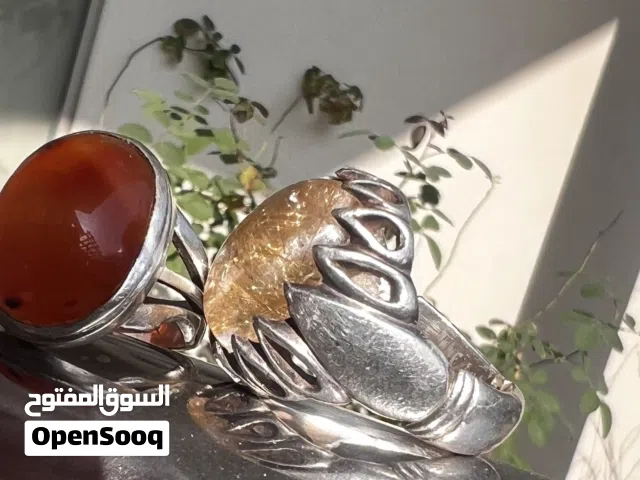 خاتم عقيق ودر نجفي فضة ثقيلة