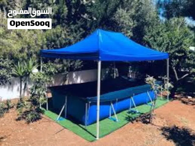 بركة سباحة 4.5 متر مع فلتر وغطا ومظلة فوقها باكج كامل جديده بكرتونتها