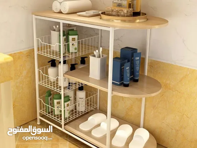 ستاند مطبخ 3 رفوف خشبية مع سلتين جانبية ستاند التنظيم العملي اللي يجمع لك كل شيء في مكان واحد .