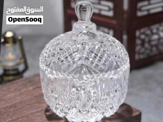 سكريات زجاج كريستال فاخرة  بسعر مميز حجم متوسط وصغير 3قطع بعشرين دينار- طقم ضيافة ملكي" طرابلس توصيل