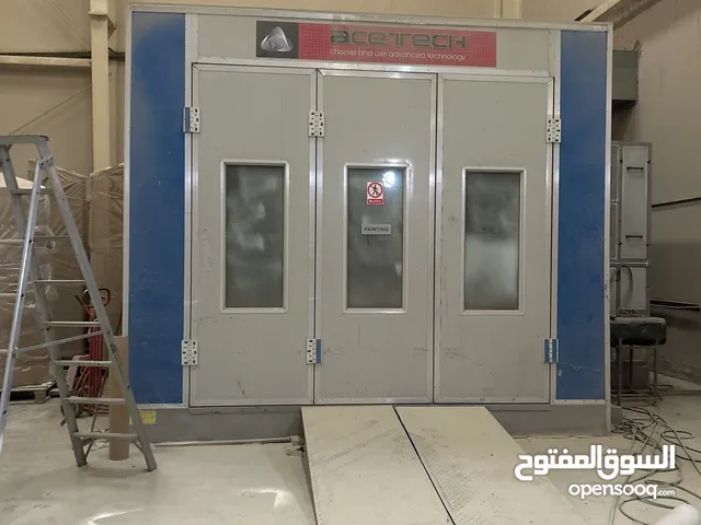 Full size automotive paint booth with diesel heater and Italian 500 lit compressor and dryer