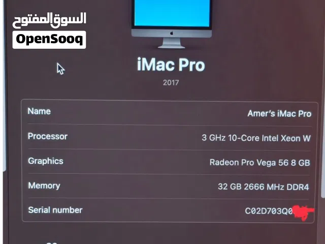 اي ماك 27 برصه معالج انتل زيون 10 كور 32جي بي رام 8 جي بي جرافيك