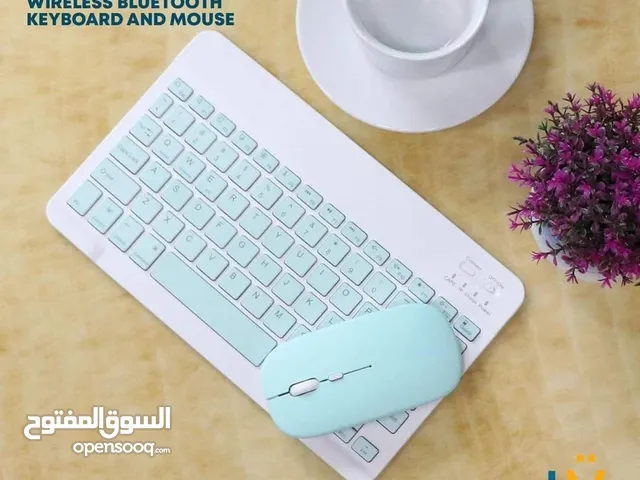 كيبورد مع ماوس بلوتوث وايرلس بتصميم و الوان مميزة عربي وانكليزي