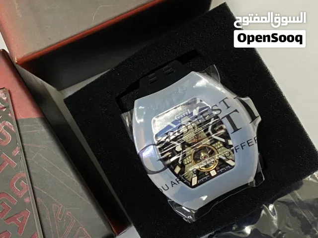 ساعة BONEST GATTI كلاسيكية أوتوماتيكية ميكانيكية  سوار مطاطي أسود، هيكل من الفولاذ المقاوم للصدأ