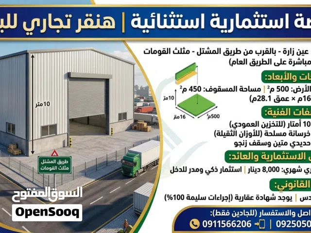 فرصة استثمارية استثنائية هنقر تجاري للبيع بموقع استراتيجي ودخل شهري ممتاز