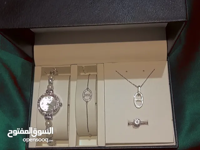 طقم فضة ايطالي سلسلة خاتم انسيال ساعه