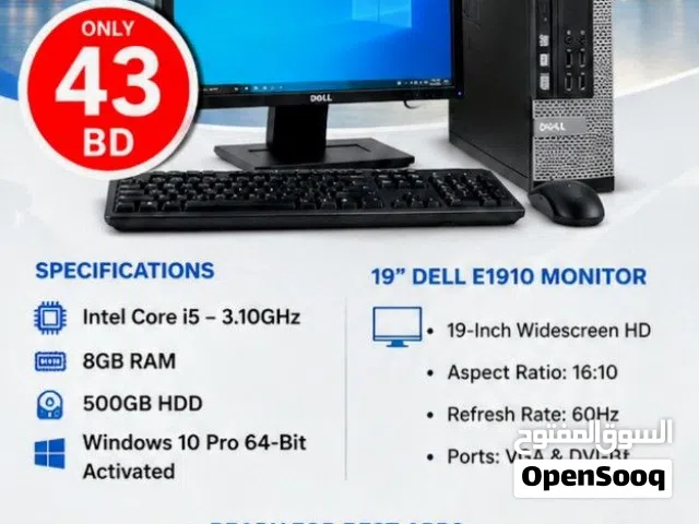DELL OptiPlex 790 Desktop Core i5 8GB RAM 500GB HDD 19" inch