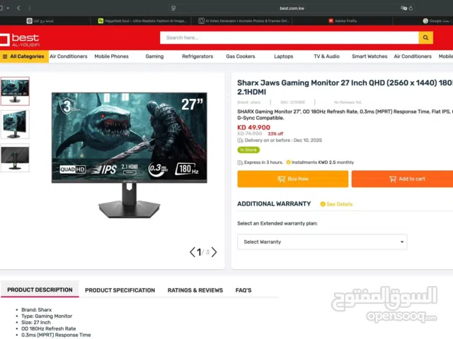 27" Asus monitors for sale  in Hawally