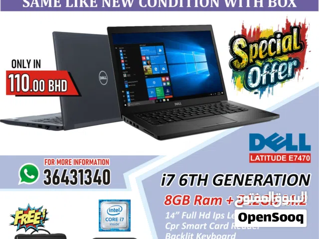 DELL Professional Laptop Core i7 6th Gen 512GB NVMe SSD Built In CPR Reader 14" Full HD Screen OS 11