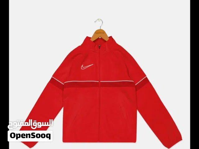 Nike سترة تدريب رياضية بأكمام طويلة للأولاد، باللون الأحمر وابيض