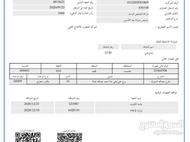 شركه أنتاج فني للاجار 300 دينار