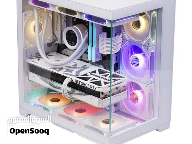 New White gaming case with 7 fans glass case