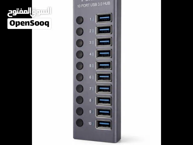 HAING HUB-985A Aluminum 10 Port USB 3.0 Hub with Power 72W وصلة متعددة المنافذ