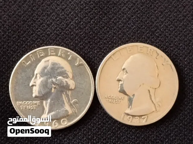 قطعتان ربع دولار فضة