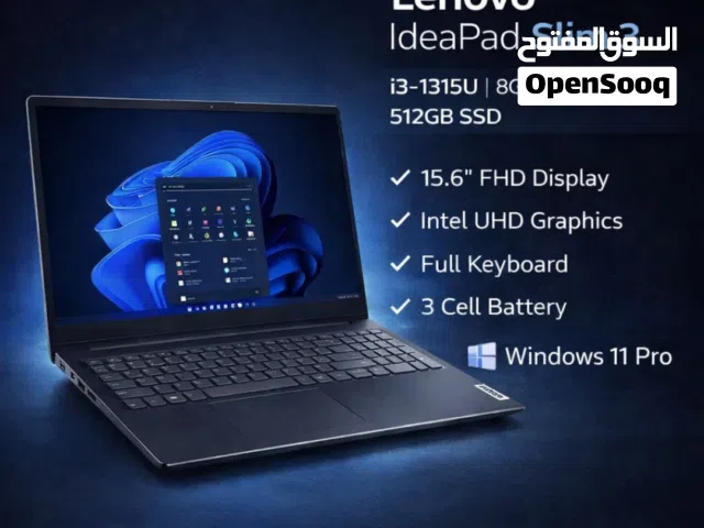 لابتوب Lenovo جديد مختوم i3 الجيل 13بال– SSD 512 سريع  Lenovo Laptop New Sealed i3 13th Gen 512 SSD