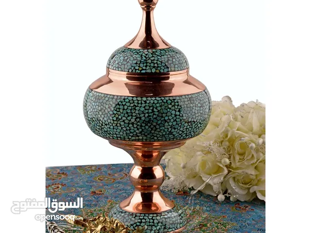 أطباق نحاسية فيروزية الحرف اليدوية