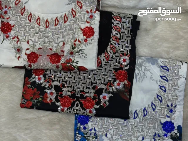 خام حرير إيطالي شغل تطريز مع فصوص رقم6 سعر 160درهم