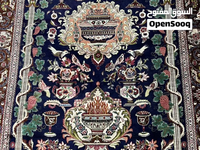 سجادة ايراني ممضية ( قم بآبائي حرير طبيعي بيور 100 عقدة)