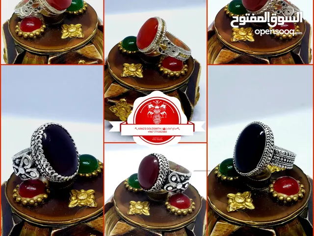 خواتم فضة عيار 925/999 بعقيق يماني أصلي 100%