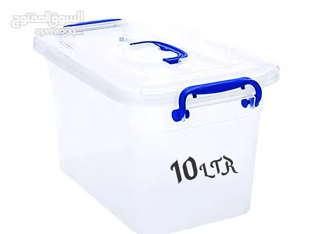 صندوق تخزين بلاستيك بغطاء 10 لتر شبه شفاف  للملابس والألعاب والكتب والوجبات الخفيفة والأحذية