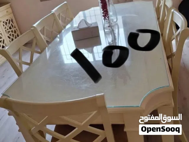 طاولة طعام 8 كراسي خشب + لوح زجاج