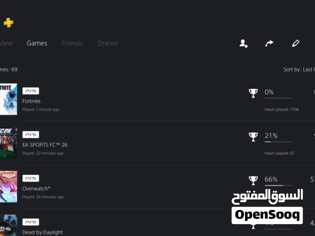 حساب سوني للبيع عشر سنين فيه من فيفا 2018 للبيع فيفا 26 مع العاب كثيره و حساب فورت نادر و فيه فورزا