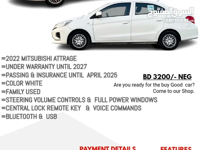 MONTHLY 75 BD & DOWNPAYMENT 400 ONLY , MITSUBISHI ATTRAGE 2022 FOR SALE