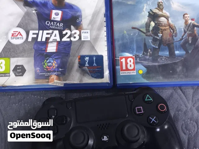 يدة اصلية بلي ستيشن 4 +اقراص فيفا 23 +كريتوس جزء الرابع