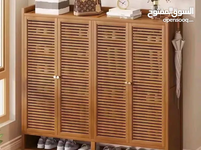 خزانة تضفي لمسة جمالية رائعة على منزلك خزانة أحذية بامبو بنية 4 ابواب Ys-14