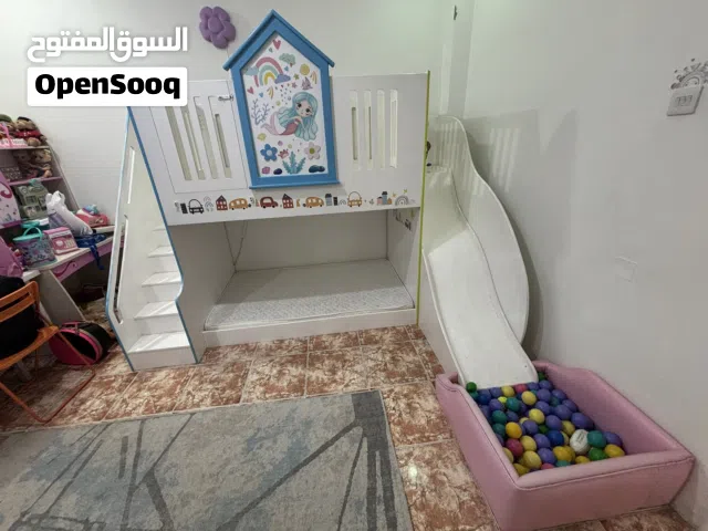 غرفة نوم اطفال دورين مع ادراج وكبت وزحلاقية kids bedroom with drawers and slide