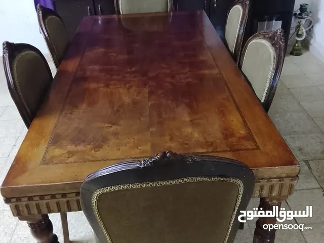 طاولة سفره خشب زان مع 6 كراسي خزانه ارضيه ممكن تصبح مطوى بوفيه حديد