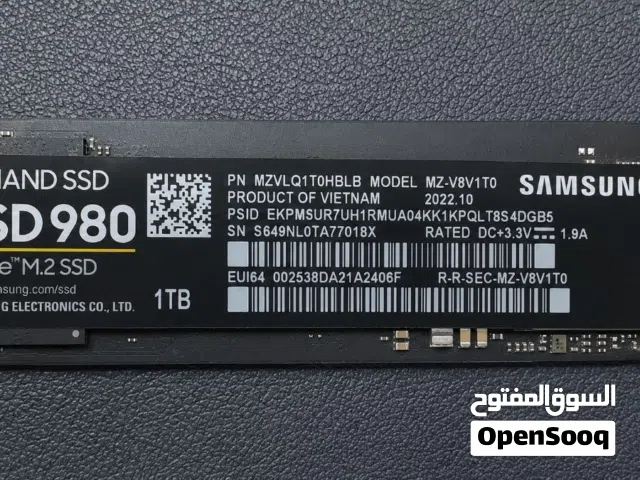 السلام عليكم  للبيع Samsung nvme 980 1T Samsung Sata QVO 870 1T Samsung nvme 512GB
