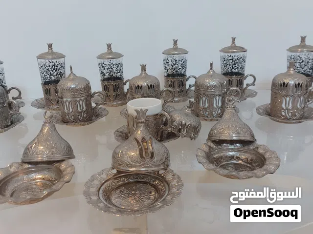 طقم فناجين قهوة  تركي فضة