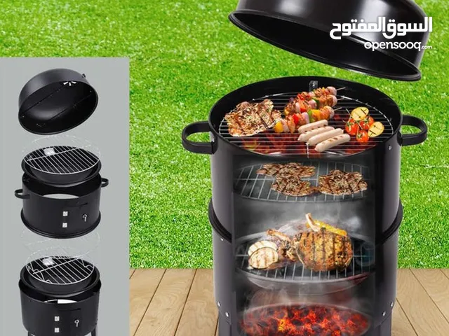 شواية البرميل الاحترافية بثلاث طبقات للشواء والتدخين وتحضير المأكولات"