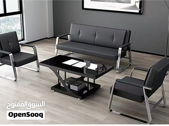 طقم جلوس طقم جلد فاخر جلسه مكتبيه طقم مكتبي sofa office table set office set صوفا جسه مكتبيه خمسة ..