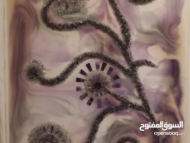 Precious Amethyst & Flourite stones and epoxy on Canvas painting size 150cm*100cm