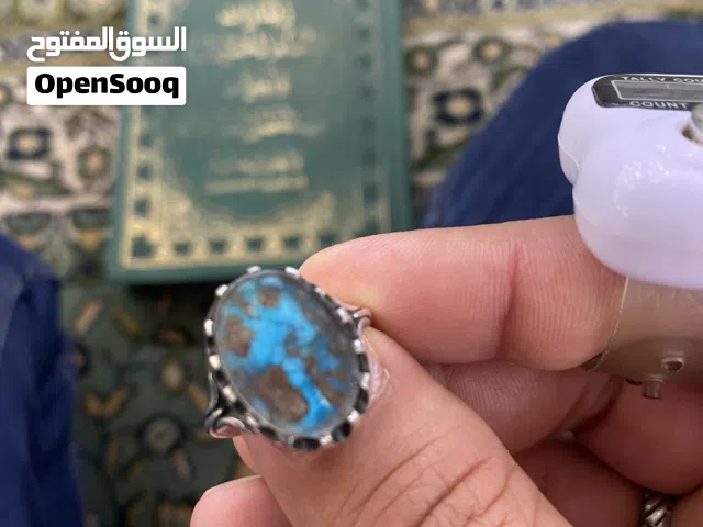 خاتم فظة مختوم 925 فص الخاتم من العقيق والفيروز