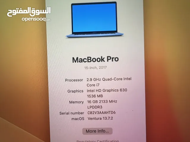 MacBook Pro (15-inch, 2017) Technical Specifications