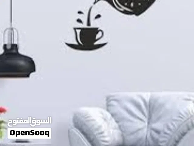ساعة حائط خشبية ثلاثية الأبعاد بتصميم كوب قهوة وإبريق شاي