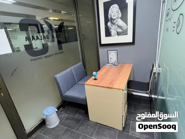 60 kwd 3 seater and 2 single seater black leather sofas 1 office table with 2 blue ikea chairs