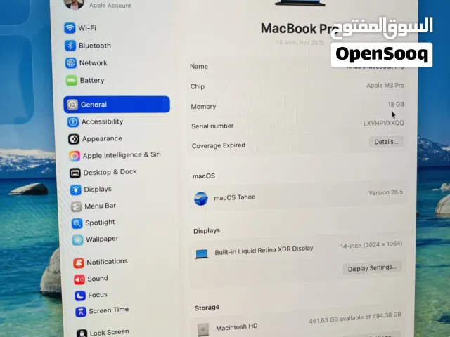 Macbook pro 14-inch (M3 pro) 18GB Ram/512GB Ssd