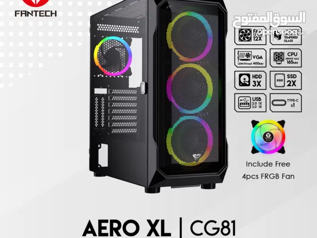 كيس فانتك + 3 مراوح ايضاً فانتك Fantech Aero CG81 full tower case Fantech FB-301 Turbine RGB 3x Fans
