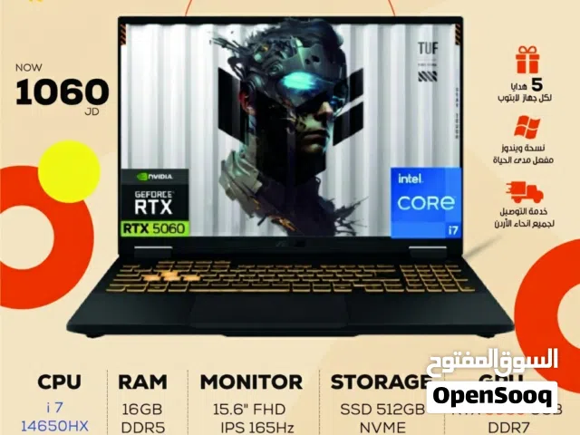 ٍِAsus Tuf i7 الجيل الرابع عشر 5060 RTX
