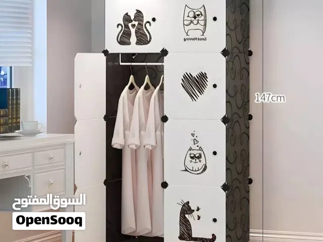 دولاب تخزين ملابس اطفال بلاستيك 8 خانات للملابس والالعاب للاطفال برسومات ونقشات 3D مميزة فاخرة