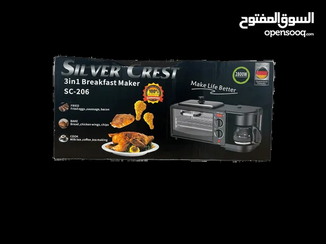 فرن 3 في 1 من سلفر كرست الاستخدامات: القلي: مثالي لقلي البيض، النقانق، ولحم البقر المقدد. الخبز: