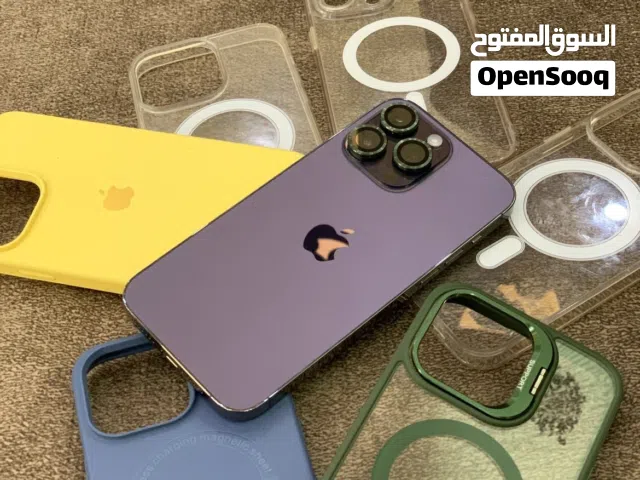 آيفون 14 برو ماكس بنفسجي مستعمل بحالة ممتازة مع شاحن 256 جيجابايت