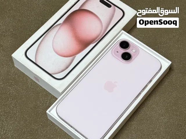 ايفون 15 وردي 128GB بحالة ممتازة  بطارية 83%  مع الكرتون الأصلي والشاحن والكفر