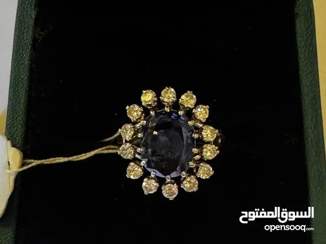 خاتم ياقوت أزرق سيلاني وألماس أناقة البلاتين Ceylon Sapphire & Diamond Rin Platinum Elegance