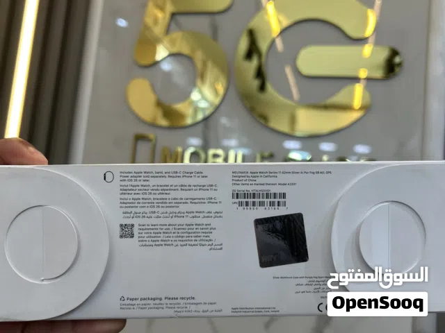 Appel watche series 11 42mm + black Silver  جديده